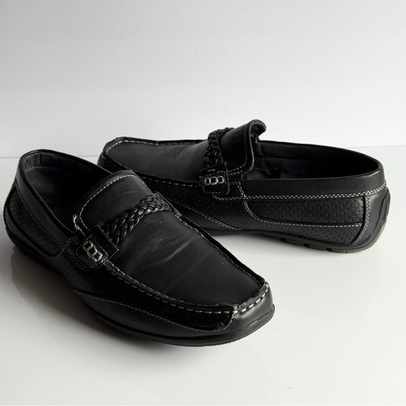 Black Leather Men's Loafers - Picture 7 of 12